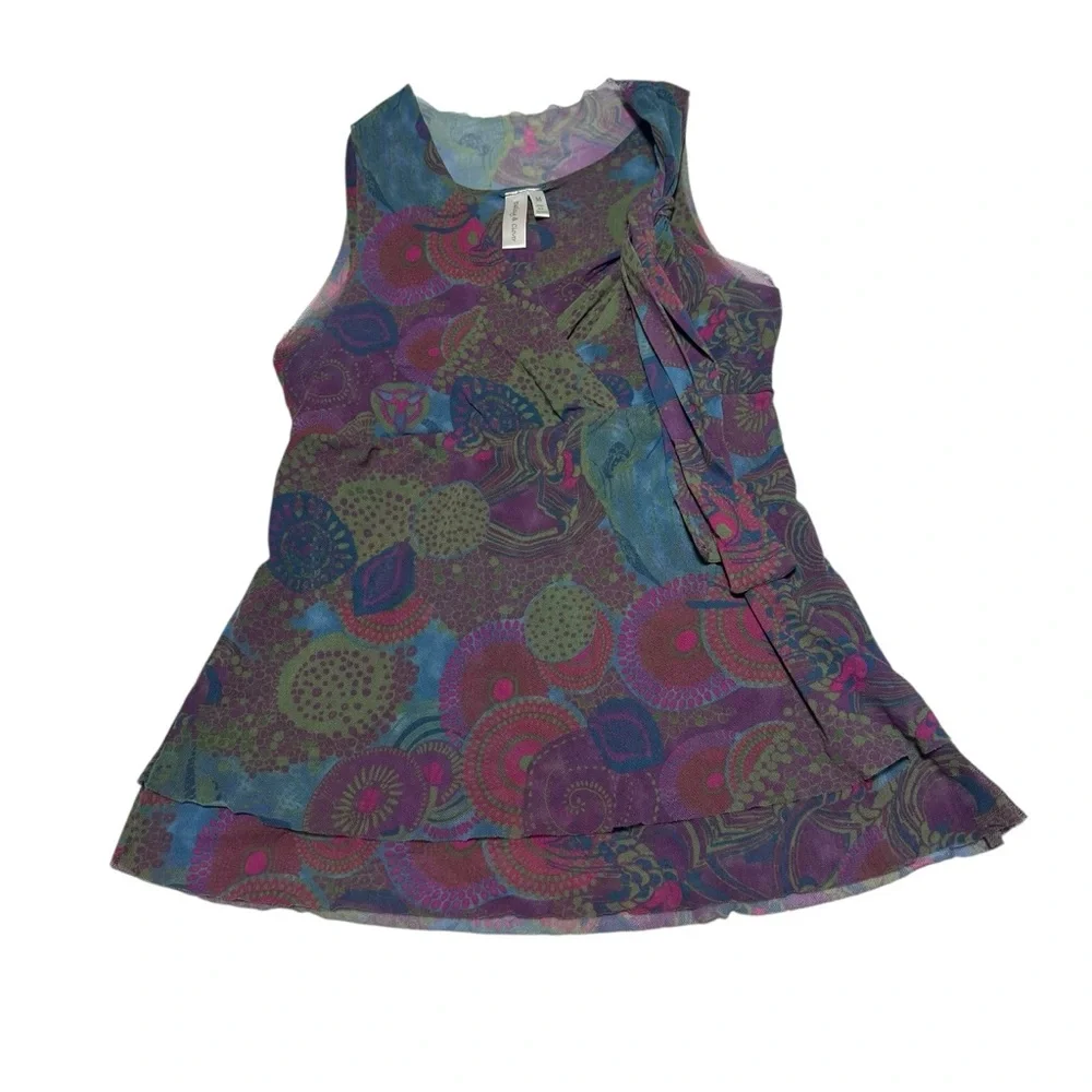 Boho wrap mesh tunic top by Daisy & Clover Y2K‎ Sz M babydoll psychedelic hippie - Picture 3 of 8